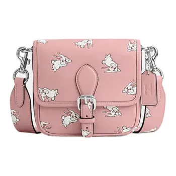 COACH X Large White Rabbit Frankie Cow Leather Messenger Bag Shoulder Bag Crossbody Bag Small Size Women's Pink