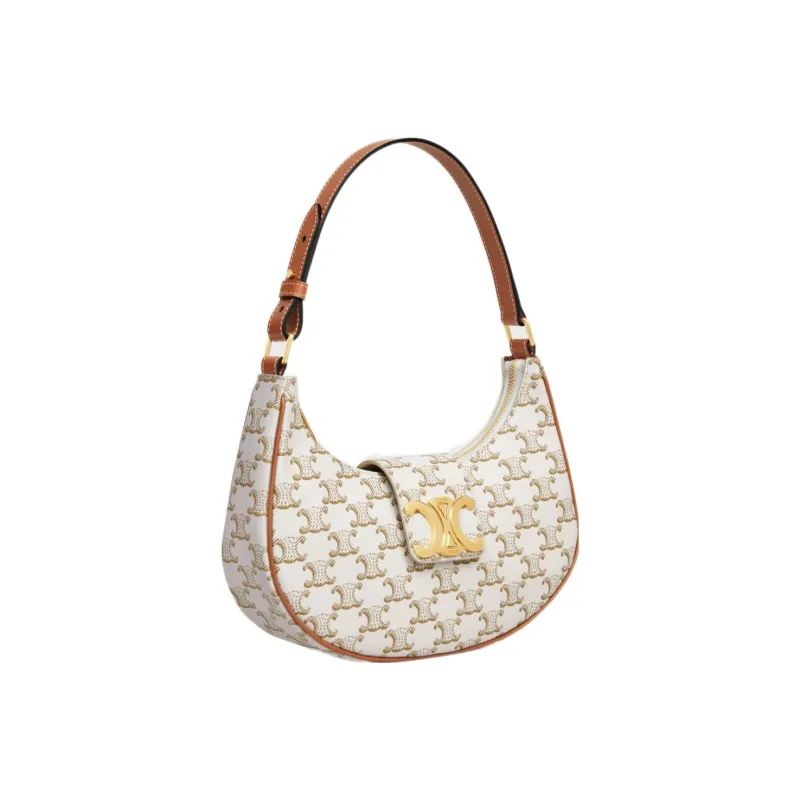 CELINE AVATriomphe Canvas With Calfskin Handbag Shoulder Bag Regular Women's White-1