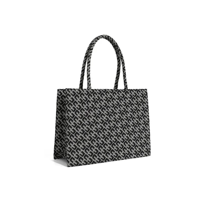 NOMK Canvas Canvas Bag Tote Tote Bag Shopping Bag Commute Bag Crossbody One Shoulder Handbag Large Size Women's Black-1