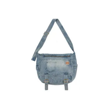 MostwantedLab MostwantedLab Hamburger Polyester Messenger Bag Crossbody Bags Regular Unisex Washed Blue
