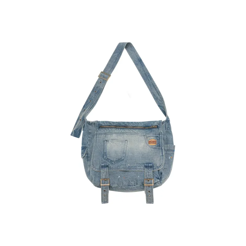 MostwantedLab MostwantedLab Hamburger Polyester Messenger Bag Crossbody Bags Regular Unisex Washed Blue-0