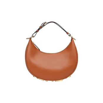 FENDI Fendigraphy Calfskin Handbag Shoulder Bag Women's Brown