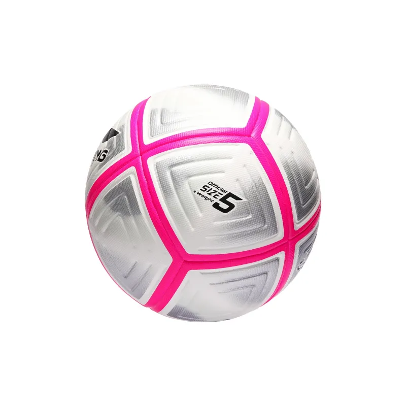 LiNing Size 5 Soccer TPU Hand Stitched Soccer Ball Unisex Gray Pink-14