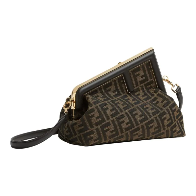 FENDI First Jacquard Fabric One Shoulder Crossbody Clutch Regular Women's Brown-1
