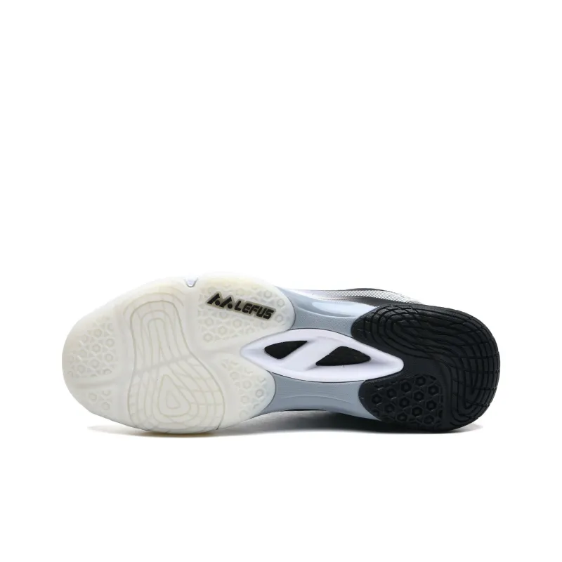 LEFUS Cushioned Slip Resistant Abrasion Resistant Breathable Low Top Badminton Shoes Unisex White Black-4