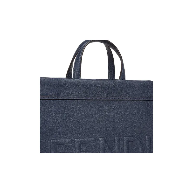 FENDI Calfskin Shoulder Bag, Crossbody Bag, Handbag Medium Size Men's Dark Blue-4
