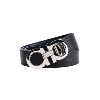 FERRAGAMO Elegant And Attractive, Double Sided Use, Black/Gray, Pin Buckle Leather Belts Men's Width 3.5cm