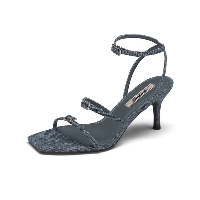 73Hours Supermodel Journal One Strap Sandals 7cm Women's Denim-1