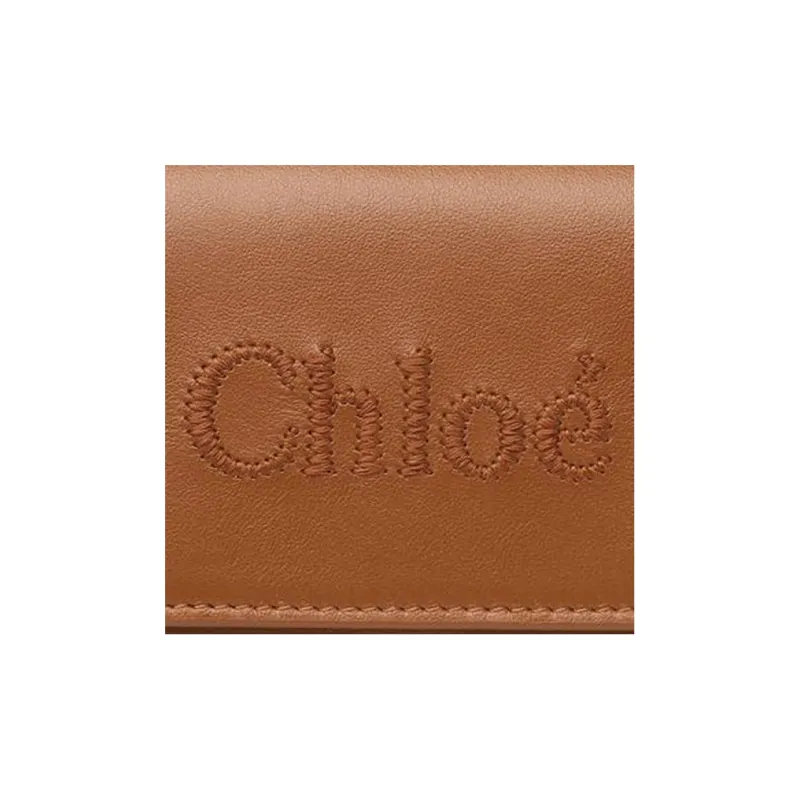 Chloe Shiny Calfskin Wallet Small Size Women's Caramel Brown-4