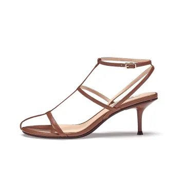 73Hours Genius Scale Roman Sandals 6cm Women's Red Brown