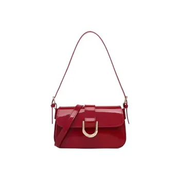 NOMK PU Tote Bag Shopping Bag Shoulder Bag Biker Bag Messenger Bag Small Square Bag Women's Bright Red