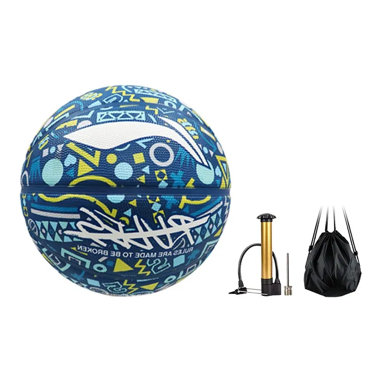 LiNing Rubber Basketball Blue Size 7 Training Unisex-0
