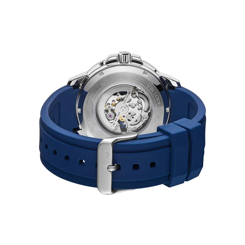 BULOVA Ocean Star Collection Wrist Watch Mechanical Movement Rubber Strap Blue Dial Men's Watches 96A303-2