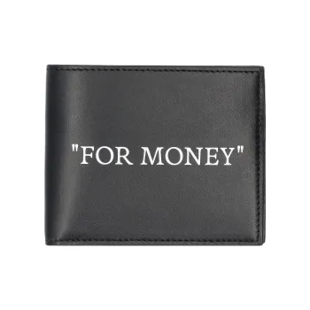 OFF WHITE Quote Bookish Bifold Wallet Black