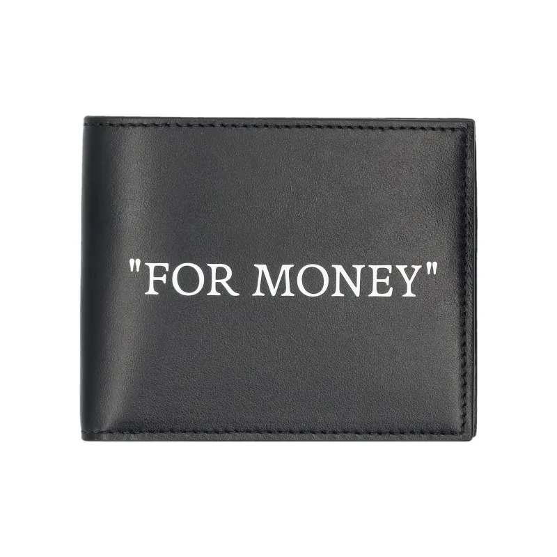 OFF WHITE Quote Bookish Bifold Wallet Black-0
