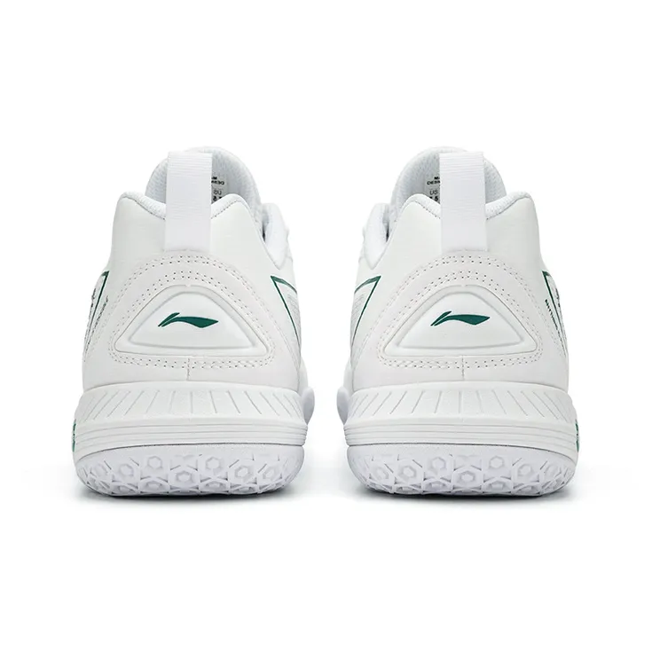 LiNing Anti Slip Wear Resistant Breathable Coverage Low Top Badminton Shoes Unisex White Green-4