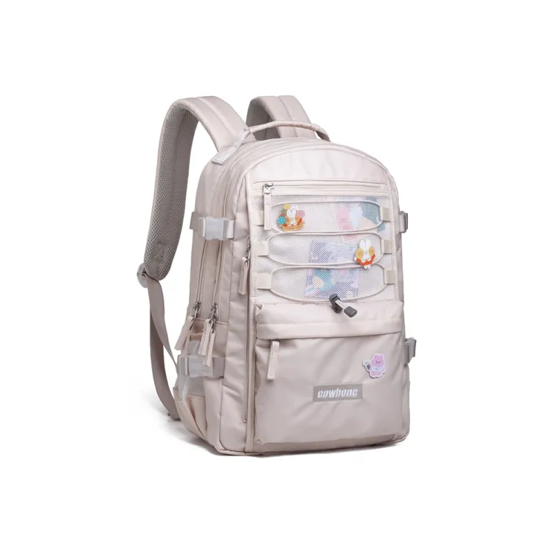 COWBONE Nylon Laptop Backpack Medium Size Unisex Ecru-1