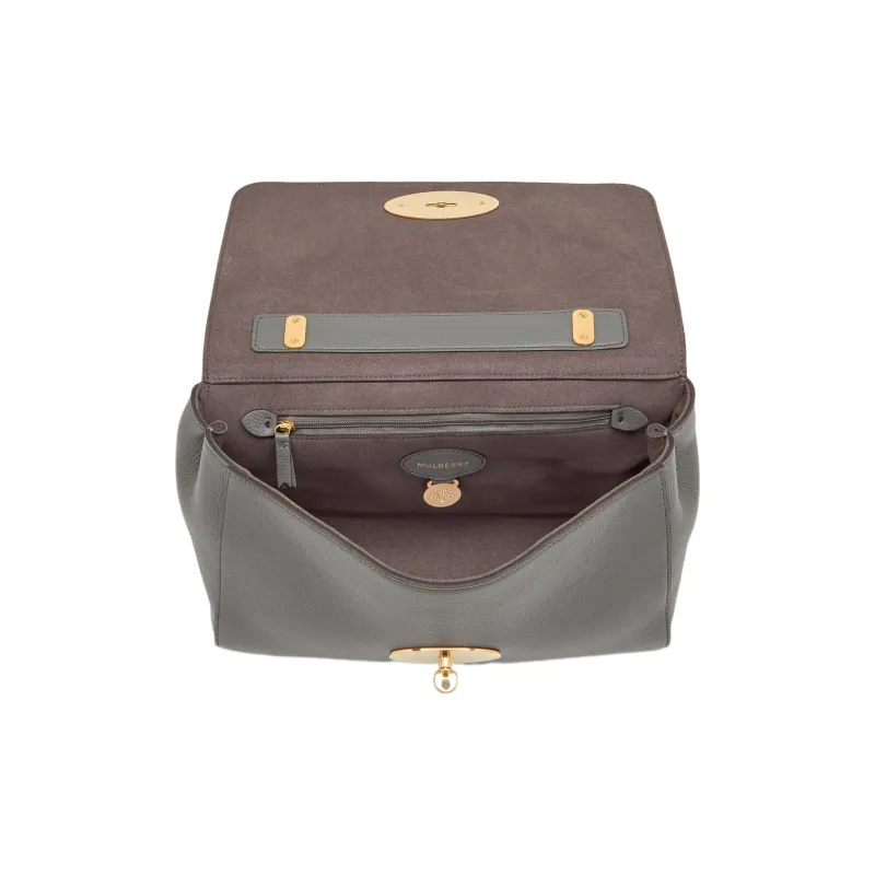 Mulberry Grain Cow Leather Crossbody Bag, Shoulder Bag Women's Gray-2