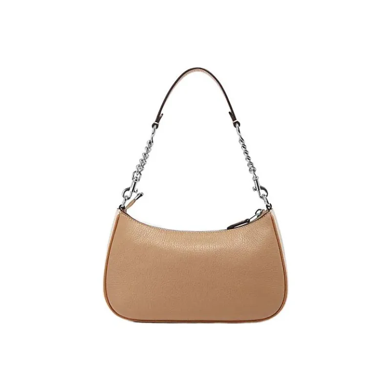 COACH Teri Leather Shoulder Bag, Crossbody Bag Women's Beige Yellow-2