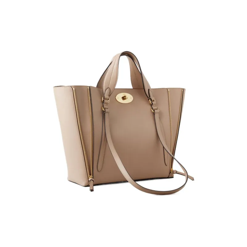 Mulberry Bayswater Calfskin Tote Bag Shopping Bag Shoulder Bag Handbag Small Size Women's Beige-1