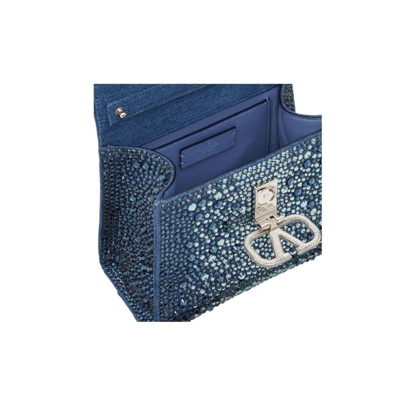 Valentino Denim Shoulder Bag, Crossbody Bag, Handbag Mini Women's Blue-5