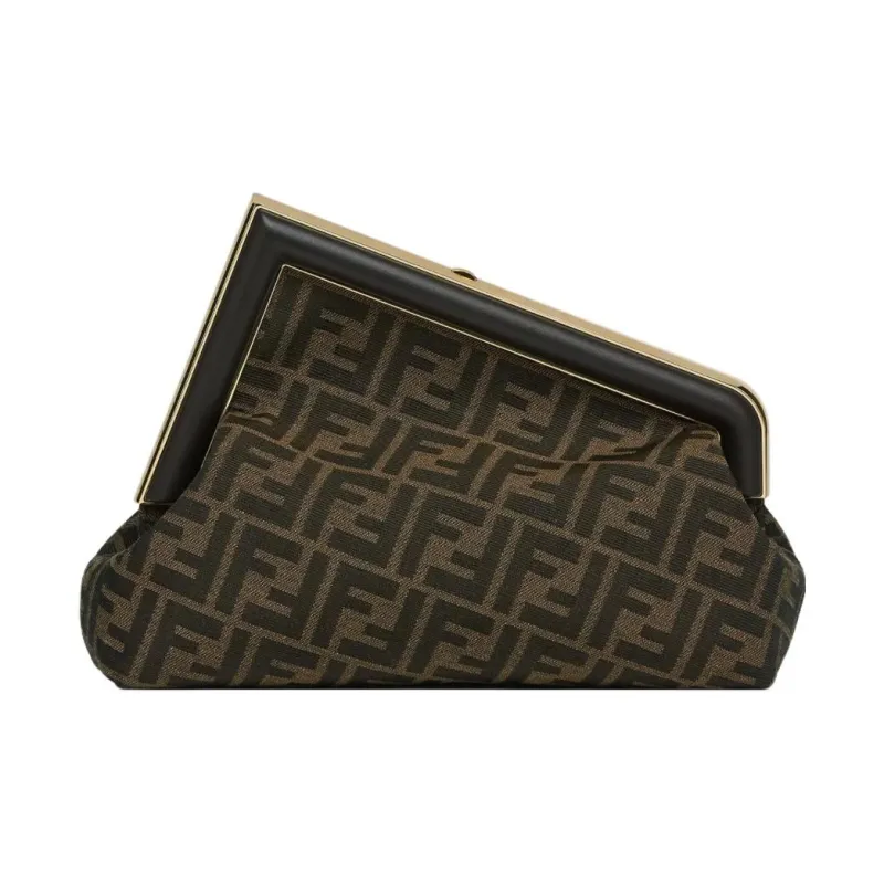 FENDI First Jacquard Fabric One Shoulder Crossbody Clutch Regular Women's Brown-3