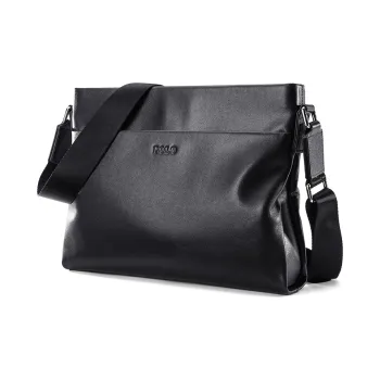 POLO Top Grain Cow Leather Crossbody Bag, Shoulder Bag Tubas Men's Black