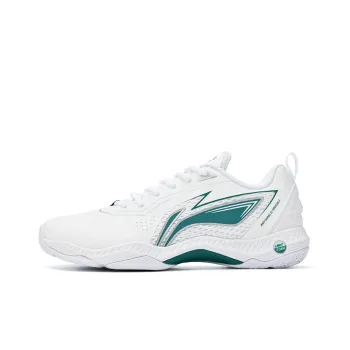 LiNing Anti Slip Wear Resistant Breathable Coverage Low Top Badminton Shoes Unisex White Green