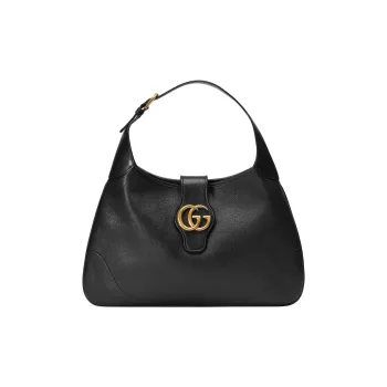 GUCCI Aphrodite Soft Leather Handbag, Shoulder Bag Women's Black