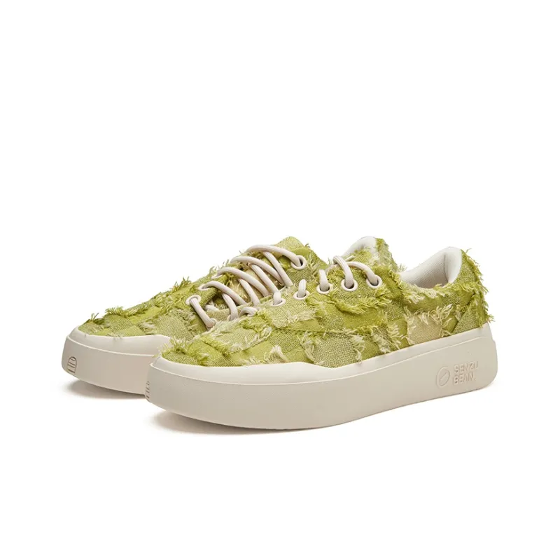 Senzubean SZB Fairy Bean Cao Fang Green Fringe Low Top Skateboard Shoes Unisex Green-2