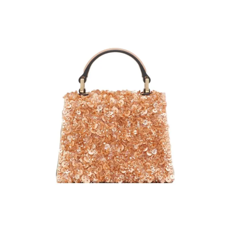 Valentino Crystal Embroidery Shoulder Bag Crossbody Bag Handbag Micro Women's Light Brown-3