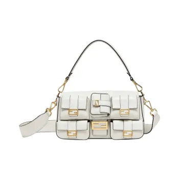 FENDI Baguette Calfskin Fanny Pack, Portable Crossbody Bag, Shoulder Bag Women's White