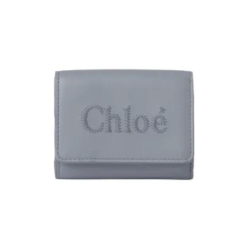 Chloe Bright Calfskin Wallet Mini Women's Storm Blue