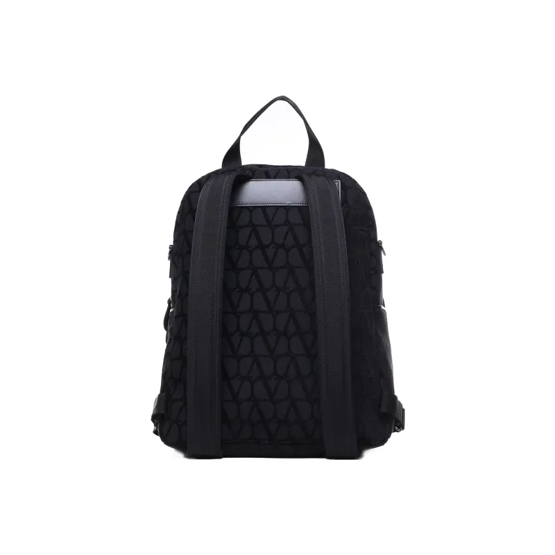 Valentino Fabric With Leather Backpack Men's Black-2