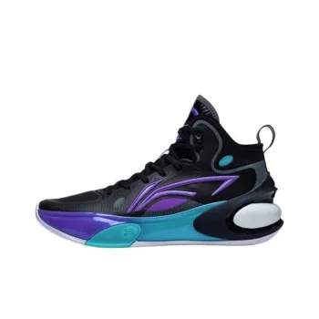 LiNing YuShuai 17 Cushioning Wear Resistant Mid Top Basketball Shoes Men's Black Purple