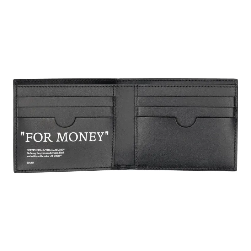 OFF WHITE Quote Bookish Bifold Wallet Black-4