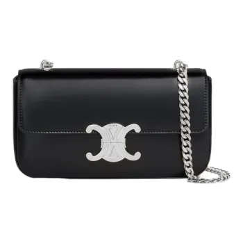 CELINE Triomphe Shiny Cow Leather Crossbody Bag, Shoulder Bag Women's Black