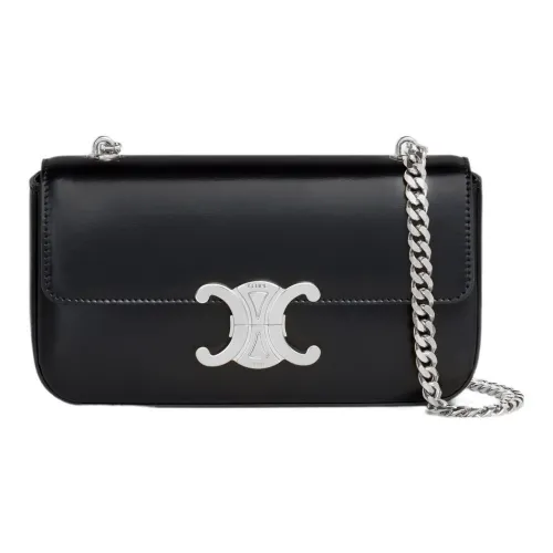 CELINE Triomphe Shiny Cow Leather Crossbody Bag, Shoulder Bag Women's Black