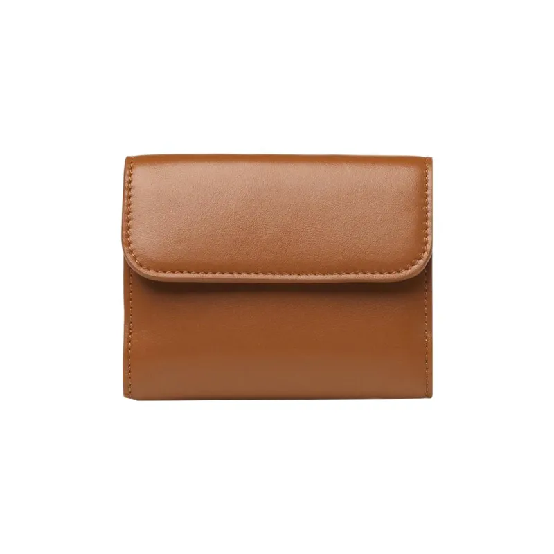 Chloe Shiny Calfskin Wallet Small Size Women's Caramel Brown-1