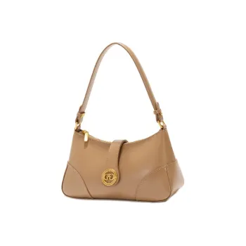 GXFMOD Cow Leather Portable One Shoulder Crossbody Bag Large Size Women's Milk Tea Apricot/Black/Jade White