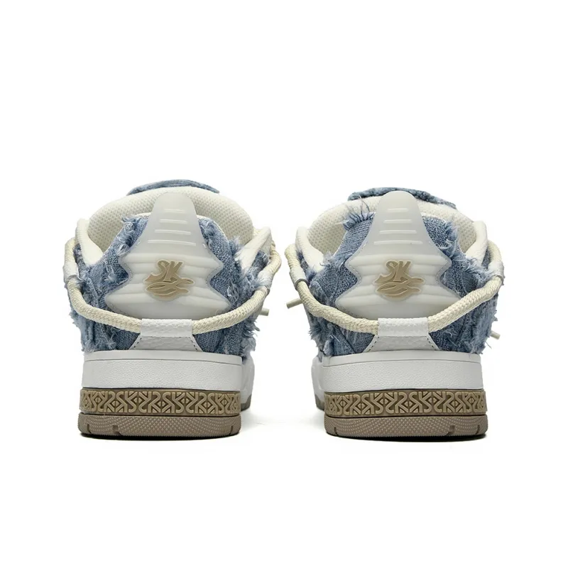 SK.TRIP Wear-Resistant Breathable Height Increasing Low-Top Skateboard Shoes Unisex Denim Blue-4
