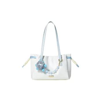 Miffy Soft Leather Travel Tote Handbag Shoulder Bag Medium Size Women's Ecru/Khaki