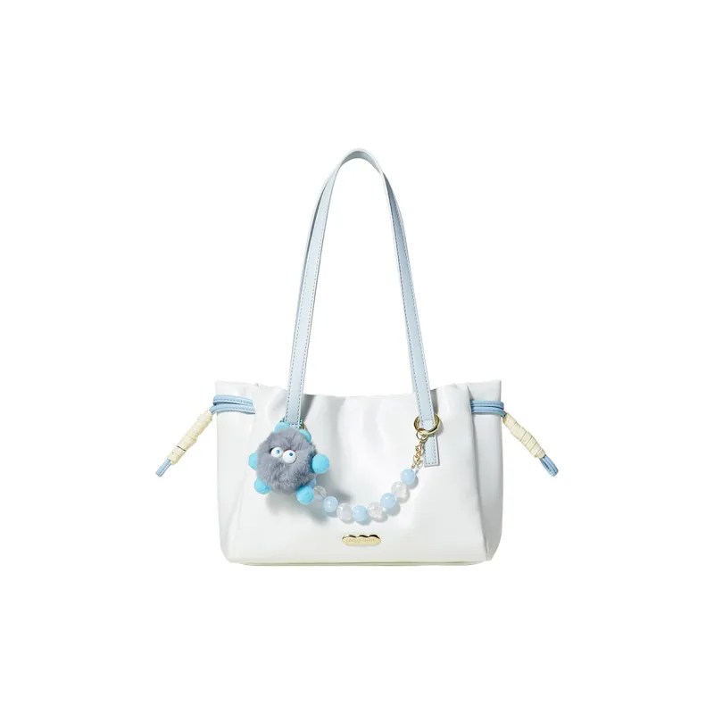 Miffy Soft Leather Travel Tote Handbag Shoulder Bag Medium Size Women's Ecru/Khaki-0