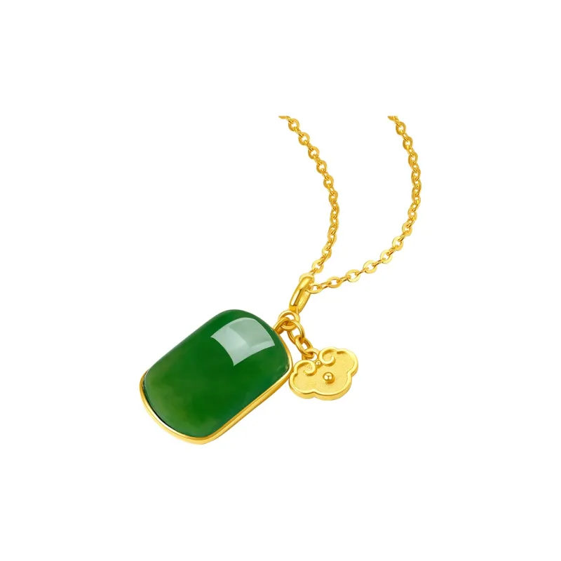 ZHOU LIU FU Hetian Jade Pendants Unisex Green Jade-4