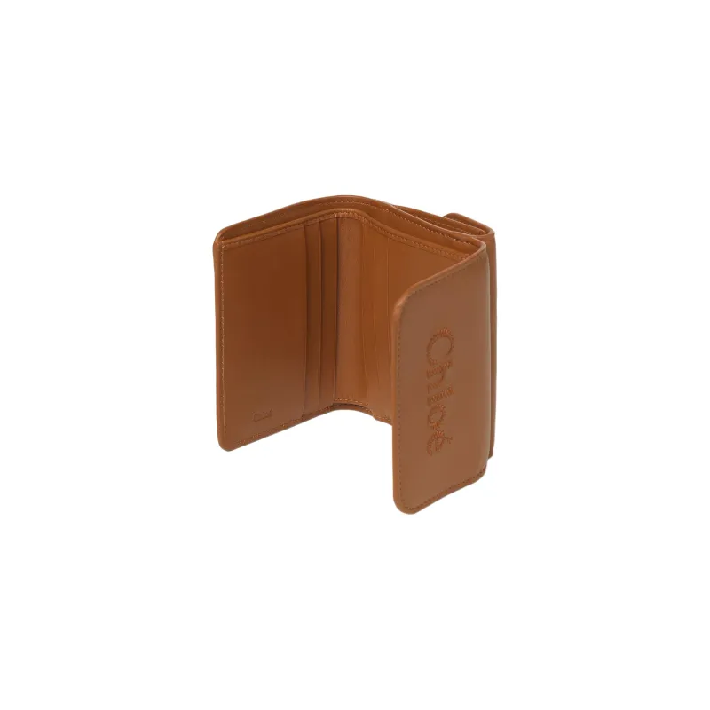 Chloe Shiny Calfskin Wallet Small Size Women's Caramel Brown-2