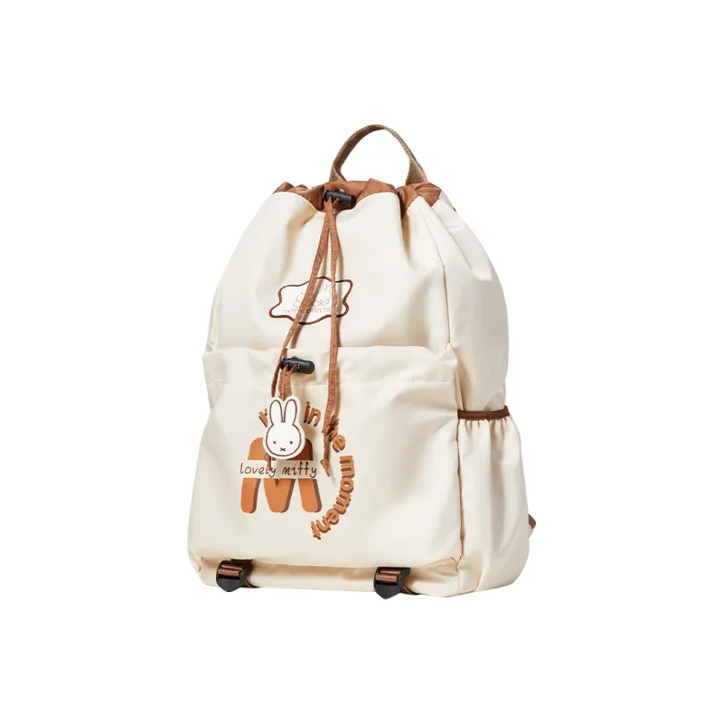Miffy Nylon Fabric Backpack Large Size Women's Ecru/Green-1