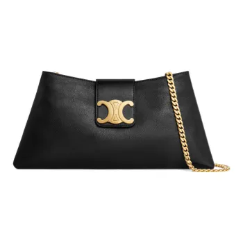 CELINE WilternTriomphe Smooth Cow Leather Handbag, Shoulder Bag Women's Black