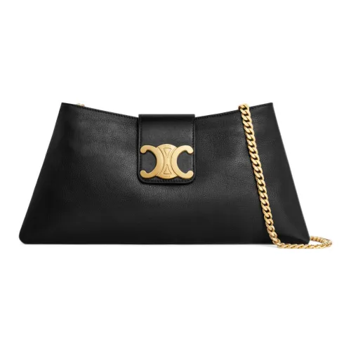 CELINE WilternTriomphe Smooth Cow Leather Handbag, Shoulder Bag Women's Black
