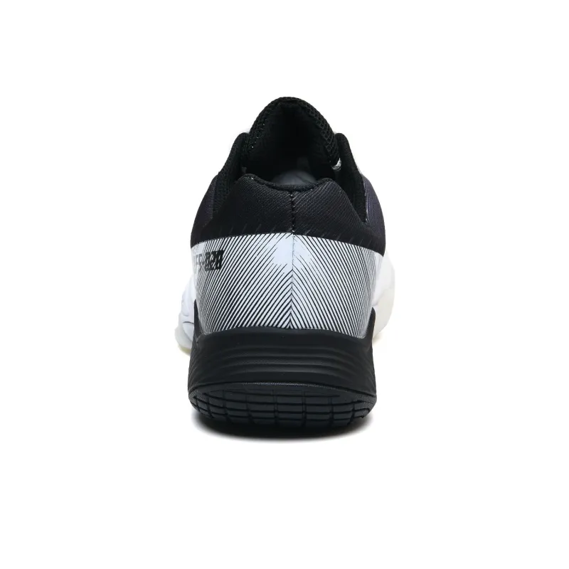 LEFUS Cushioned Slip Resistant Abrasion Resistant Breathable Low Top Badminton Shoes Unisex White Black-3