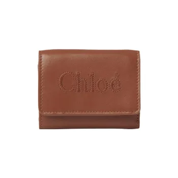 Chloe Bright Calfskin Wallet Mini Women's Caramel Brown